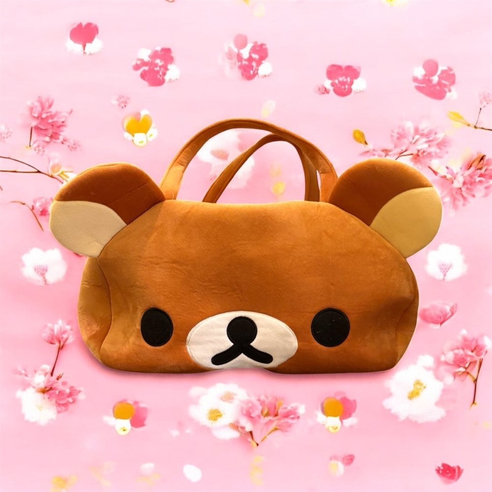 🧸 2012 SAN-X RILAKKUMA BEAR CUTE SOFT PLUSH HAND/SHOULDER BAG - RARE 🧸